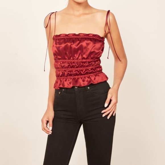 Reformation Tops - Reformation Viviana Top in Crimson Red NWOT